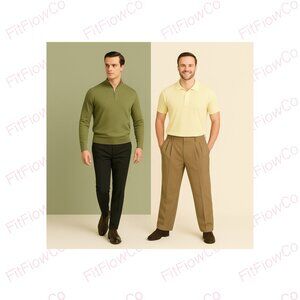 🔗✨ Men’s Neutral Duo – Sweater + Dress Pants (2-Piece Set)